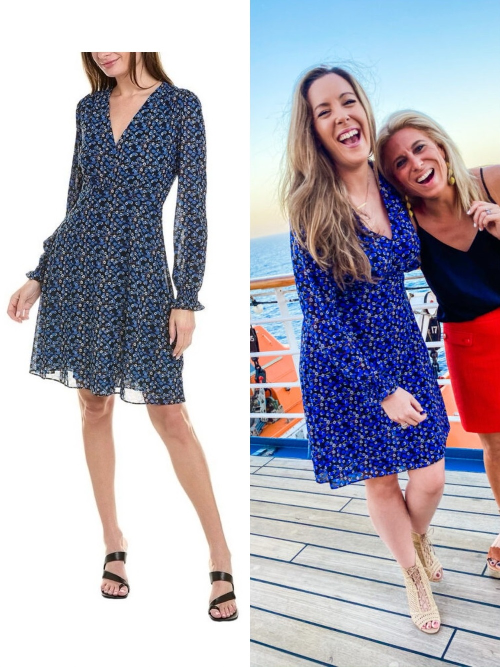 Cabi #5772 The Ten Mesh Mini Dress in Blue Floral Print